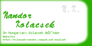 nandor kolacsek business card